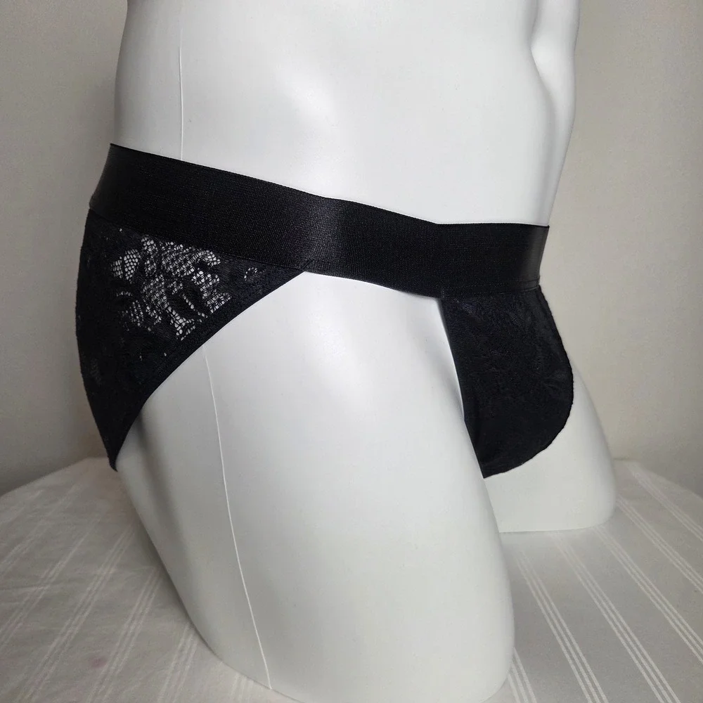 Cosabella Never Say Never Black Mid-Rise Lace Brief Soft Stretch Full Coverage